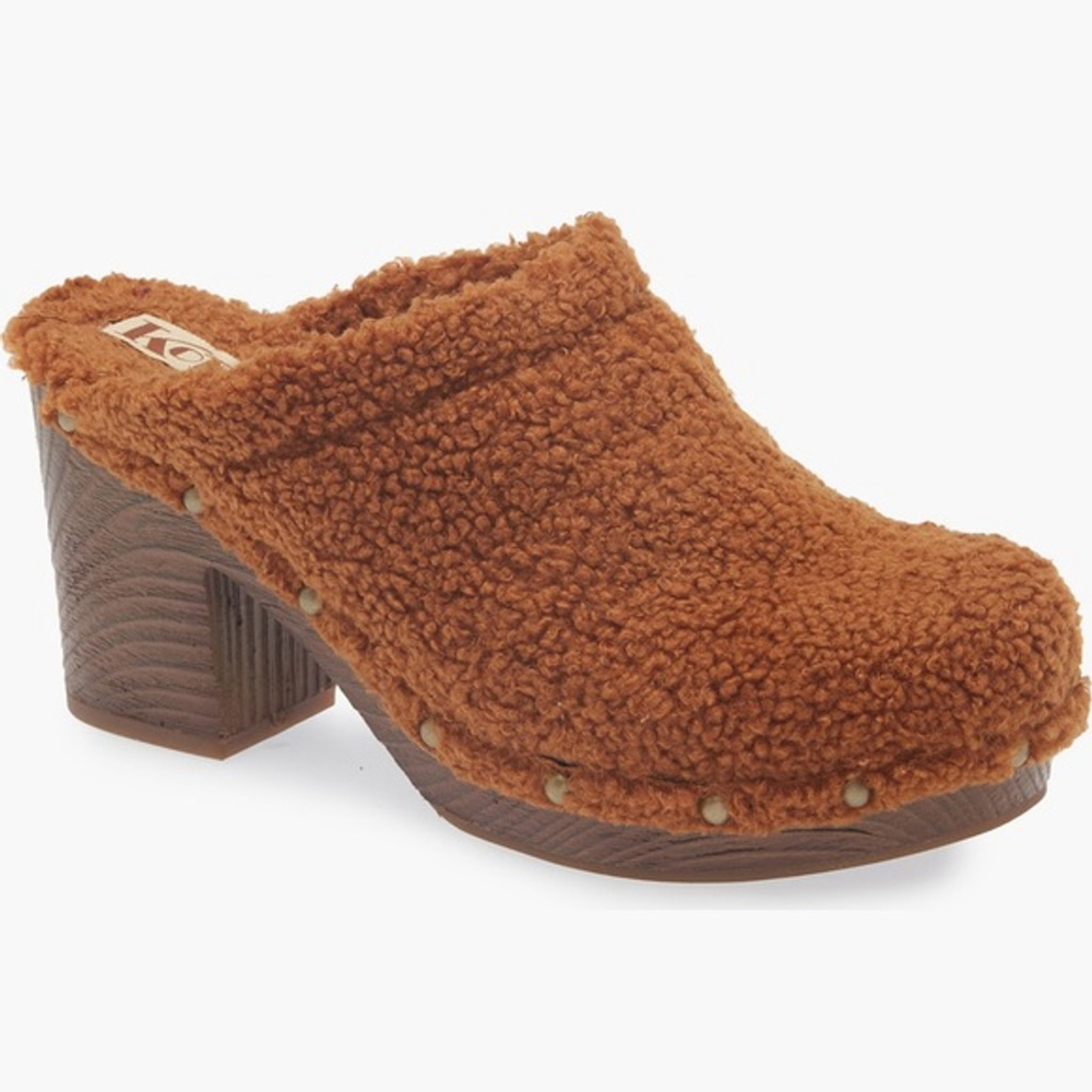 Women's‎ Korks Teddy Brown Faux Fur Clogs Size 7